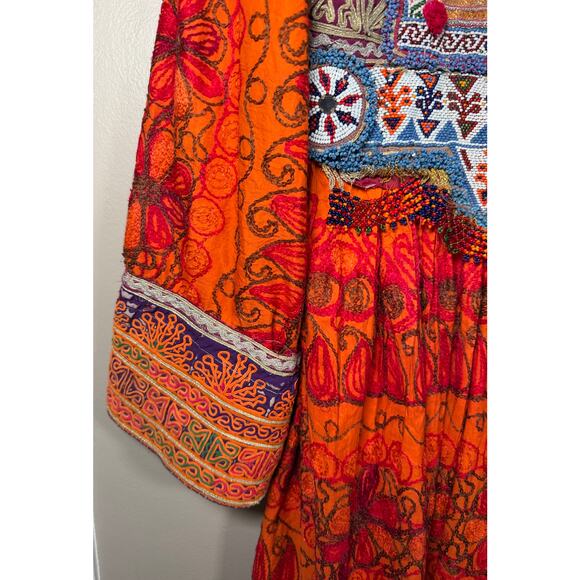 Vintage Handmade Beaded Embroidered Afghan Tribal Kuchi Dress - Picture 5 of 12
